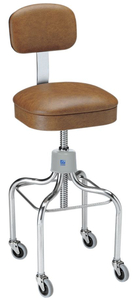 ANESTHETIST STOOL, STAINLESS STEEL, W/BACK, SQUARE SEAT & CASTERS, FAIRWAY by Pedigo Products, Inc.