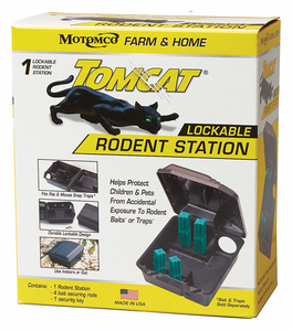 RODENT STATION W/RODS 9-1/2 IN.L by Motomco