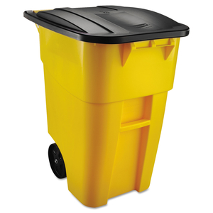 SQUARE BRUTE ROLLOUT CONTAINER, 50 GAL, MOLDED PLASTIC, YELLOW by Rubbermaid Medical Division