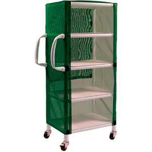 GRAHAM-FIELD PVC LINEN CART WITH GREEN MESH COVER, SMALL 4-SHELF, 33"W X 20"D X 65-1/2"H by Graham-Field (GF Health Products) GRAHAM-FIELD PVC LINEN CART WITH GREEN MESH COVER, SMALL 4-SHELF, 33"W X 20"D X 65-1/2"H by Graham-Field (GF Health Products)