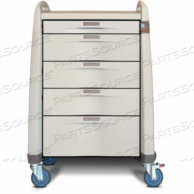 AVALO TREATMENT CART, 5 DRAWERS, CORE LOCK, 2 HANDLES, LIGHT CREME by Capsa Healthcare