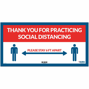 RED THANK YOU FOR SOCIAL DISTANCING SIGN, 24"W X 12"H, ADHESIVE VINYL by The Magnet Group RED THANK YOU FOR SOCIAL DISTANCING SIGN, 24"W X 12"H, ADHESIVE VINYL by The Magnet Group