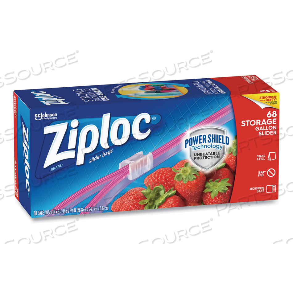SLIDER STORAGE BAGS, 1 GAL, 9.5" X 10.56", CLEAR by Ziploc SLIDER STORAGE BAGS, 1 GAL, 9.5" X 10.56", CLEAR by Ziploc
