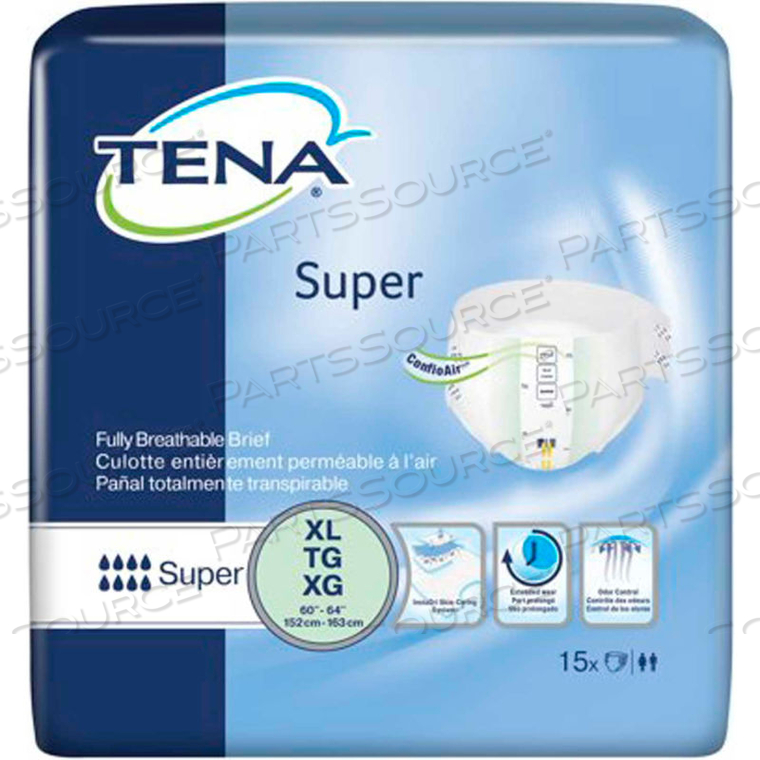 TENA SUPER BRIEFS, SIZE XL, 60"- 64" WAIST SIZE, GREEN, 60/CASE 