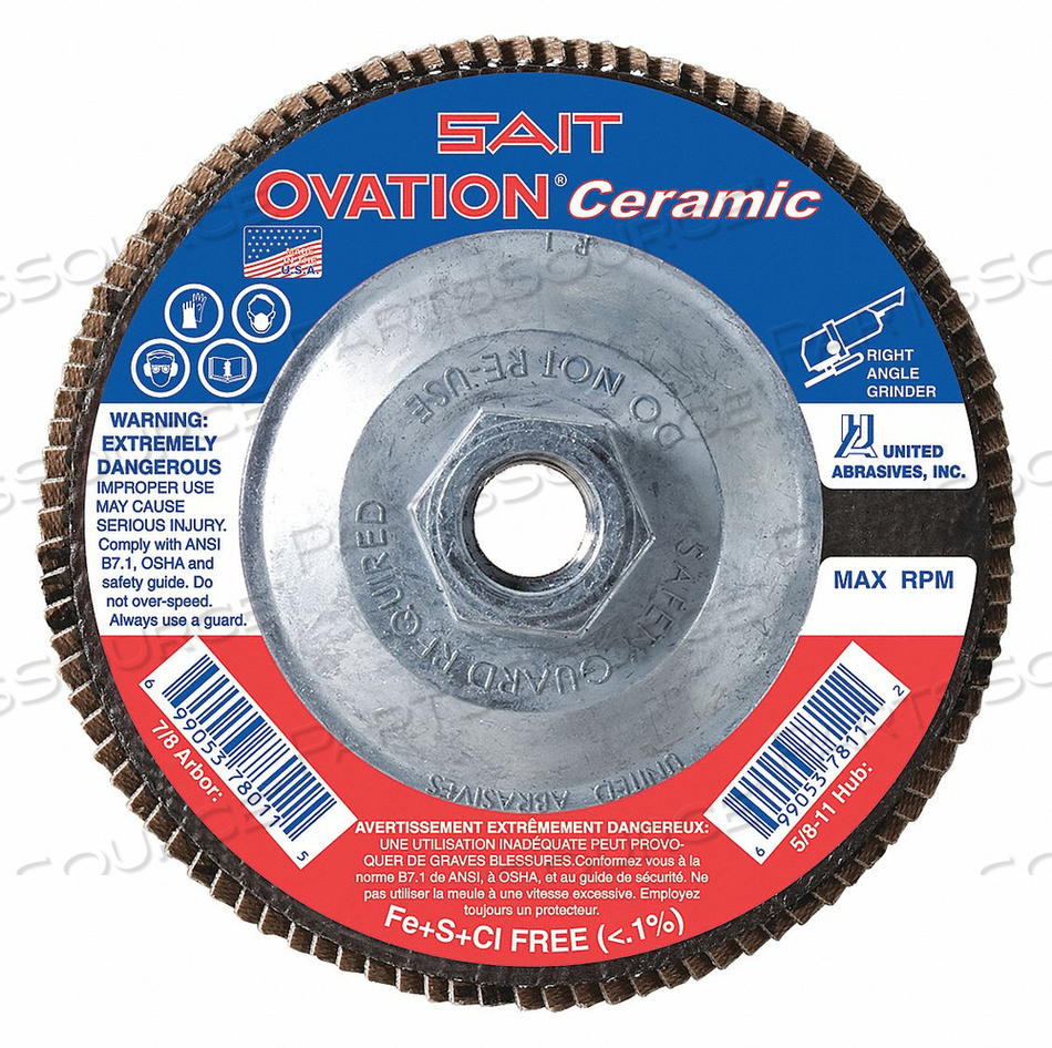 FLAP DISC 40 GRIT 5/8-11 IN. OVATION by United Abrasives-Sait