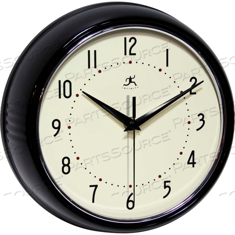 9.5" WALL CLOCK, BLACK METAL RETRO 