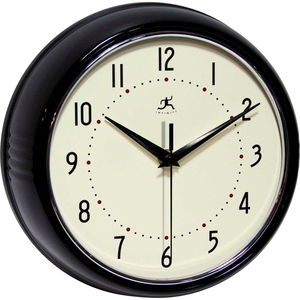 9.5" WALL CLOCK, BLACK METAL RETRO by Infinity Instruments