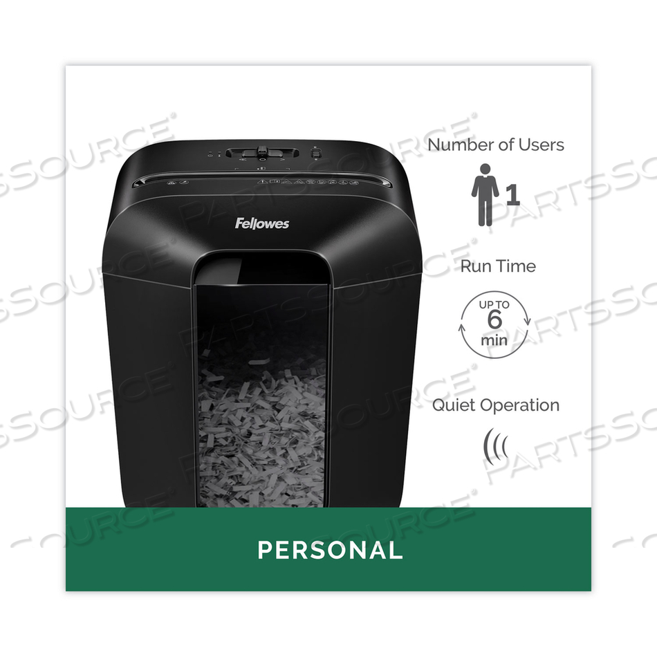 POWERSHRED LX45 CROSS-CUT SHREDDER, 8 MANUAL SHEET CAPACITY by Fellowes