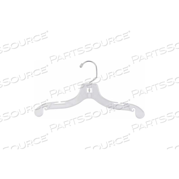 NAHANCO DRESS HANGER-INFANT SUPER HEAVY WEIGHT, 12"L, PLASTIC-CL, PKG QTY 100 by National Hanger Company Inc.