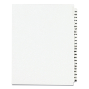 PREPRINTED LEGAL EXHIBIT SIDE TAB INDEX DIVIDERS, AVERY STYLE, 25-TAB, 101 TO 125, 11 X 8.5, WHITE, 1 SET, (1334) by Avery