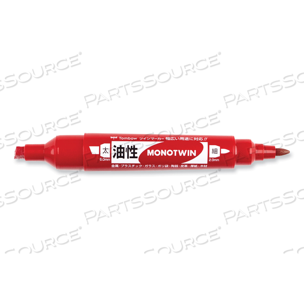 MONO TWIN BOLD PERMANENT MARKER, FINE/BROAD TIPS, RED by Tombow