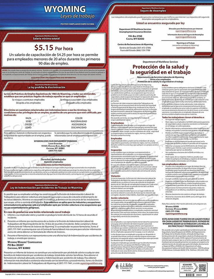 LABOR LAW POSTER STATE LABOR LAW WY by J.J. Keller & Associates