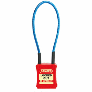 CABLE LOCKOUT SAFETY PADLOCK, 1 FT CABLE by ZING Green Safety Products