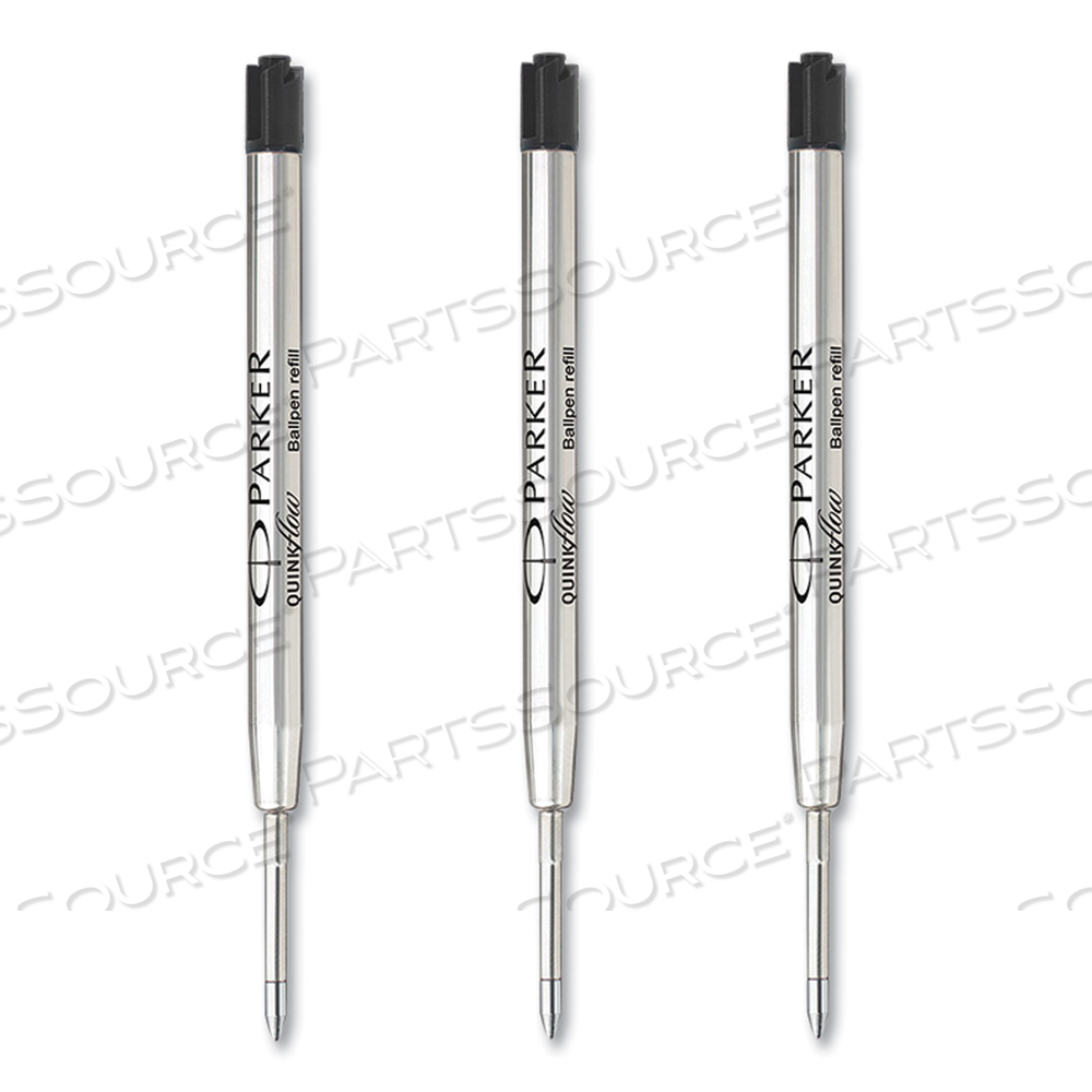 QUINKFLOW REFILL FOR PARKER BALLPOINT PEN, MEDIUM TIP, BLACK INK, 3/PACK 
