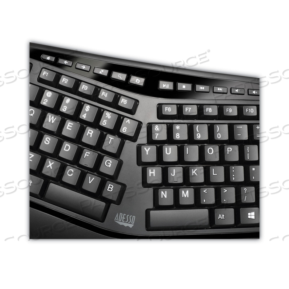 WKB1500GB WIRELESS ERGONOMIC KEYBOARD AND MOUSE, 2.4 GHZ FREQUENCY/30 FT WIRELESS RANGE, BLACK 