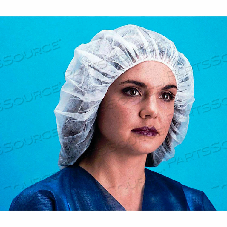 LIGHTWEIGHT POLYPROPYLENE BOUFFANT CAP, 100% LATEX FREE, GREEN 24", 100/BAG, 10 BAGS/CASE by Keystone Safety LIGHTWEIGHT POLYPROPYLENE BOUFFANT CAP, 100% LATEX FREE, GREEN 24", 100/BAG, 10 BAGS/CASE by Keystone Safety