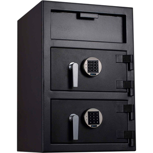 LARGE DUAL-DOOR FRONT LOADING DEPOSITORY SAFE W/ ELECTRONIC LOCK 20"X20"X30" GRAY by Protex Safe Co. LLC