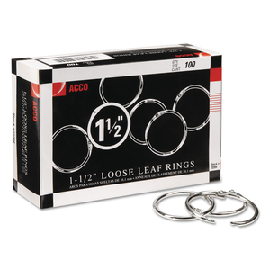 METAL BOOK RINGS, 1.5" DIAMETER, 100/BOX by ACCO Brands