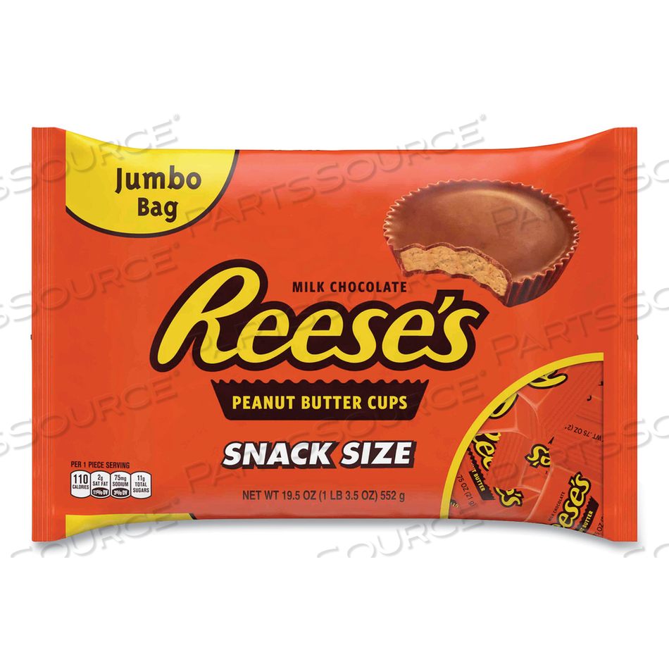 SNACK SIZE PEANUT BUTTER CUPS, JUMBO BAG, 19.5 OZ BAG 