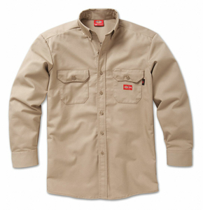 FR BUTTON DOWN WORK SHIRT L KHAKI by Dickies