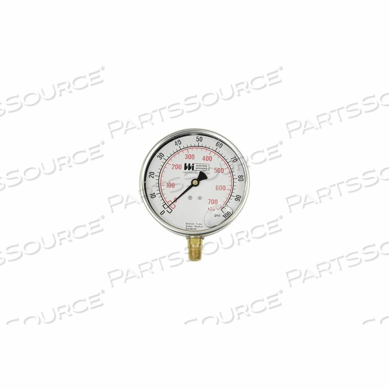 4" DIAL, LIQUID FILLED, 1/4" BOTTOM, 0-160PSI by Weiss Instruments