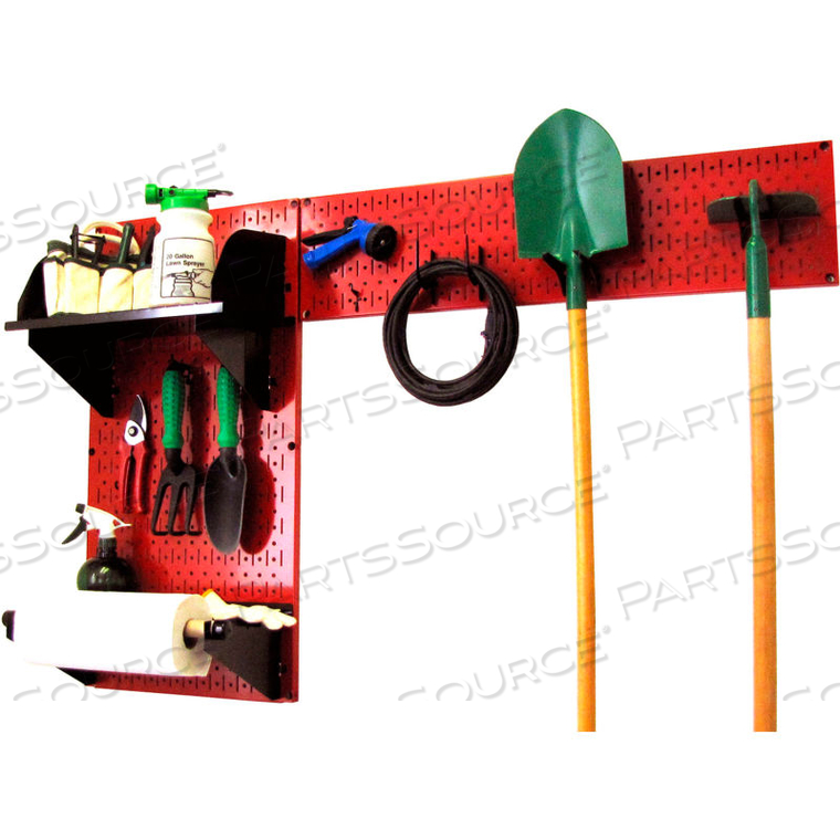 PEGBOARD GARDEN TOOL BOARD ORGANIZER, RED/BLACK, 48" X 32" X 9" by Wall Control Pegboard