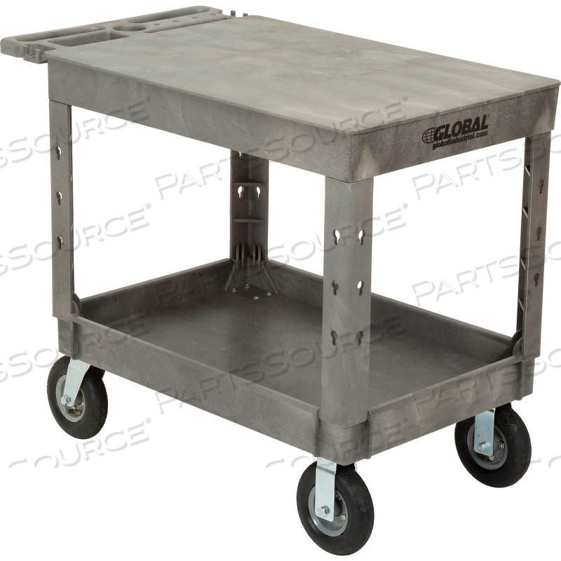 INDUSTRIAL FLAT TOP UTILITY CART, 2 SHELF, 44"LX25-1/2"W, 8" CASTERS, GRAY by Approved Vendor INDUSTRIAL FLAT TOP UTILITY CART, 2 SHELF, 44"LX25-1/2"W, 8" CASTERS, GRAY by Approved Vendor