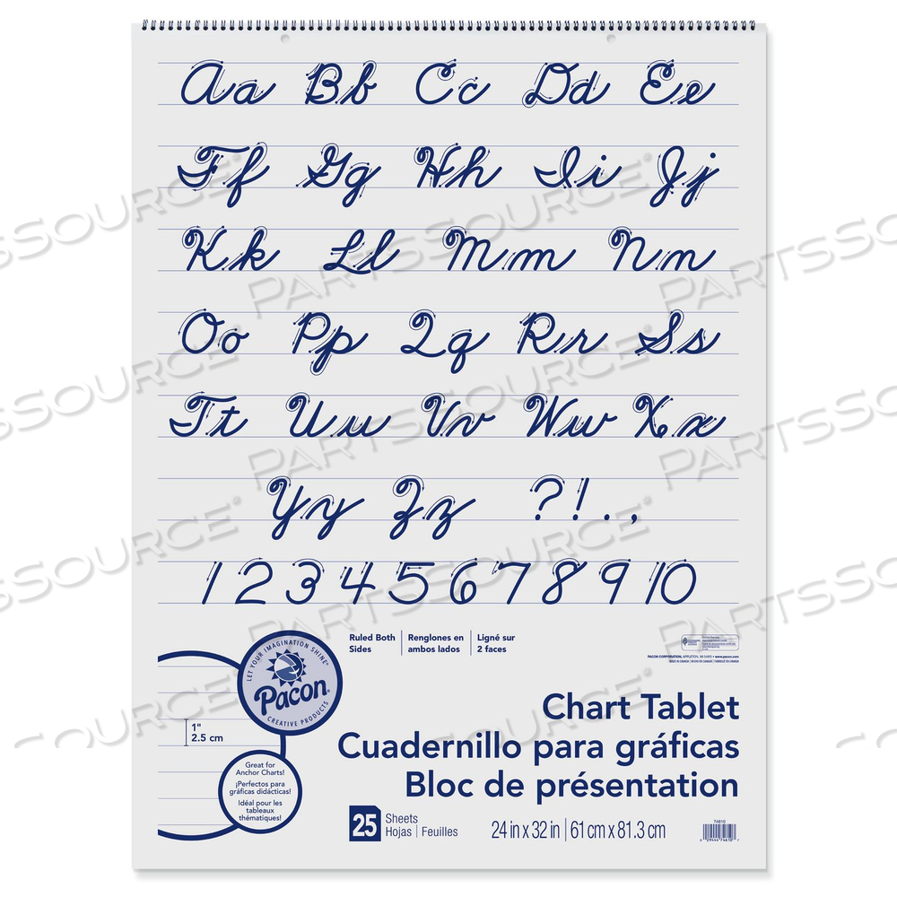 CHART TABLETS, PRESENTATION FORMAT (1" RULE), 24 X 32, WHITE, 25 SHEETS by Pacon