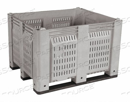 PALLET CONTAINER VENTED WALL 48X40X31 LONG SIDE RUNNERS GRAY 1500 LB CAPACITY by Decade Products