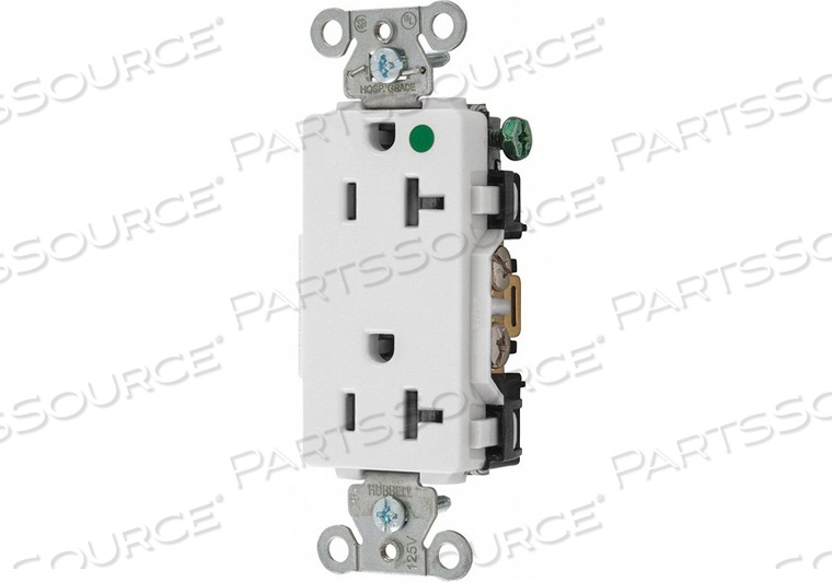 RECEPTACLE WHT 1.0 HP 20A 3 WIRES NYLON by Hubbell Incorporated, Wiring Device-Kellums