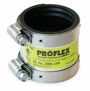 SHIELDED TRANSITION COUPLING, NEOPRENE, FOR 1 1/2 IN PIPE, 2 1/8 IN OVERALL LG, 2 CLAMPS INCLUDED by Fernco