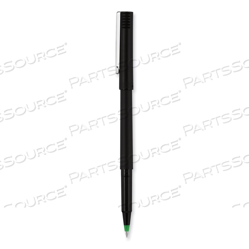 ROLLER BALL PEN, STICK, MICRO 0.5 MM, GREEN INK, BLACK MATTE BARREL by Uni-Ball