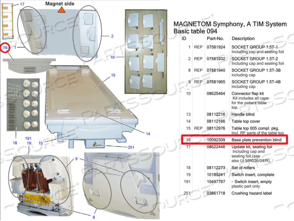 PREVENTION BLIND BASEPLATE by Siemens Medical Solutions