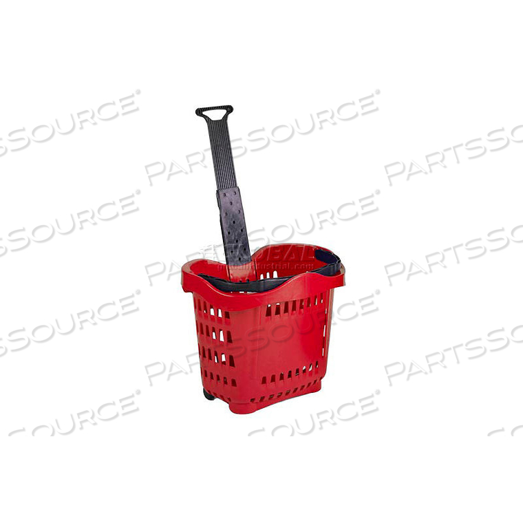 PLASTIC ROLLING SHOPPING BASKET 43 LITER RED by Versacart Systems, Inc.