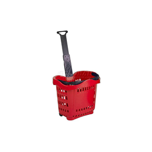PLASTIC ROLLING SHOPPING BASKET 43 LITER RED by Versacart Systems, Inc.