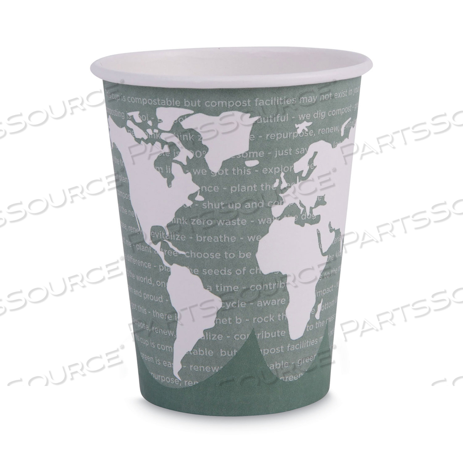 WORLD ART RENEWABLE AND COMPOSTABLE HOT CUPS, 12 OZ by Eco-Products