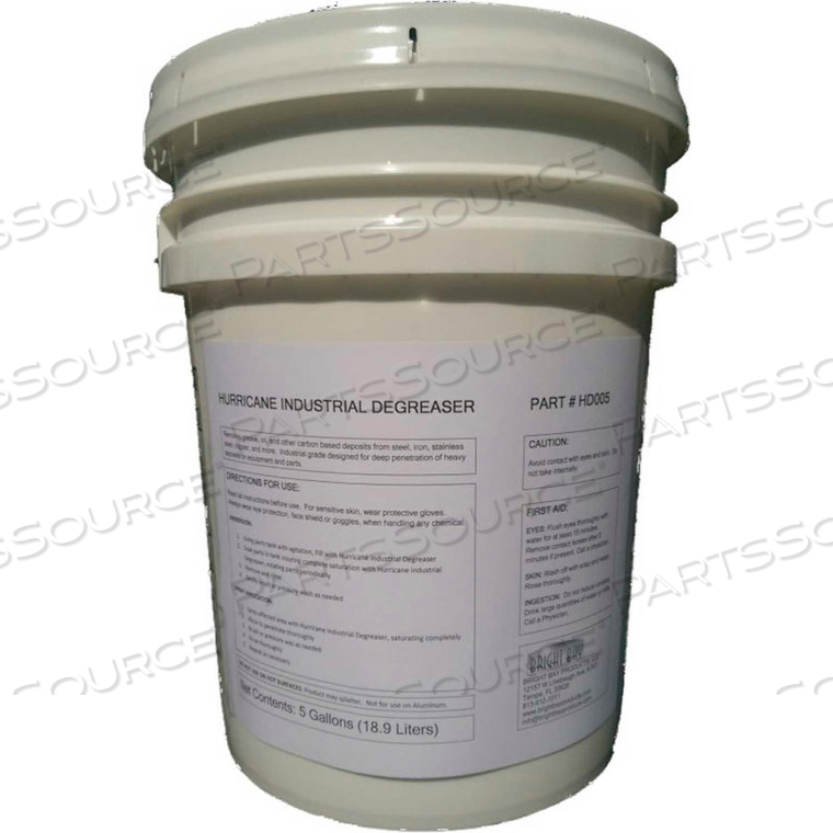 HURRICANE INDUSTRIAL DEGREASER, 5 GALLON PAIL by Bright Bay Products, LLC HURRICANE INDUSTRIAL DEGREASER, 5 GALLON PAIL by Bright Bay Products, LLC