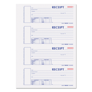 DURABLE HARDCOVER NUMBERED MONEY RECEIPT BOOK, TWO-PART CARBONLESS, 6.88 X 2.75, 4 FORMS/SHEET, 300 FORMS TOTAL by Rediform