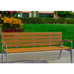 FROG FURNISHINGS RECYCLED PLASTIC 6 FT. PLAZA BENCH - SILVER FRAME WITH CEDAR SLATS by Jayhawk Plastics