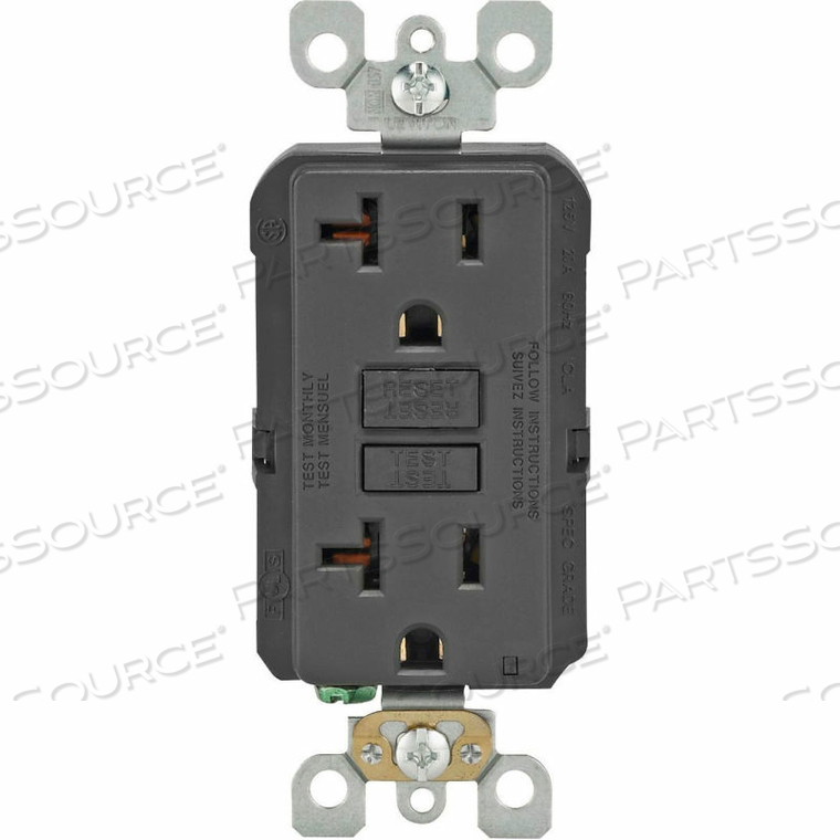GFCI RECEPTACLE, 20A, 5-20R, 2P, 3W, 125V, BLACK, COMMERCIAL, SPECIFICATION GRADE by Leviton