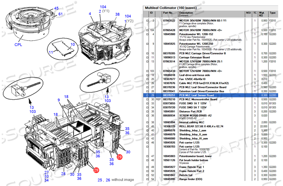SENSOR BOARD, PCB MLC LEAF, FOR USE WITH: FOR LINEAR ACCELERATOR by Siemens Medical Solutions