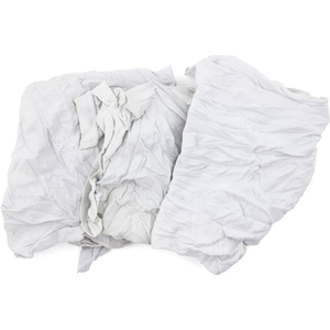 RECLAIMED T-SHIRT KNIT RAGS, BRICK PACK, WHITE, 25 LBS. by Hospeco