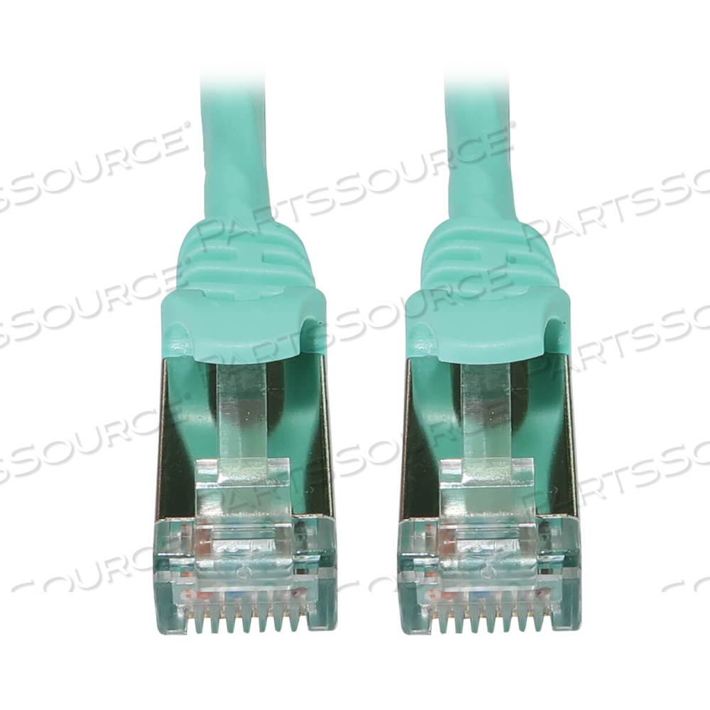 CAT6A 10G SNAGLESS SHIELDED SLIM STP ETHERNET CABLE (RJ45 M/M), POE, AQUA, 15 FT. by Tripp Lite