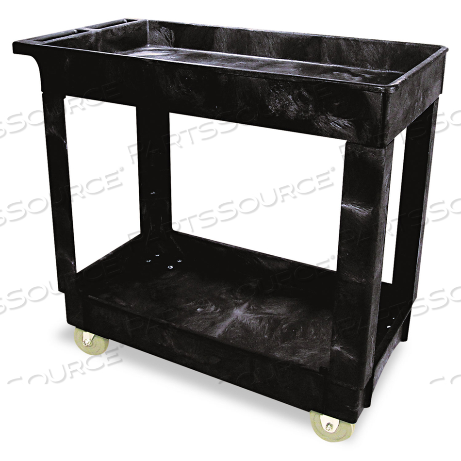 SERVICE/UTILITY CARTS, PLASTIC, 2 SHELVES, 500 LB CAPACITY, 34.13" X 17.38" X 32.38", BLACK by Rubbermaid Medical Division