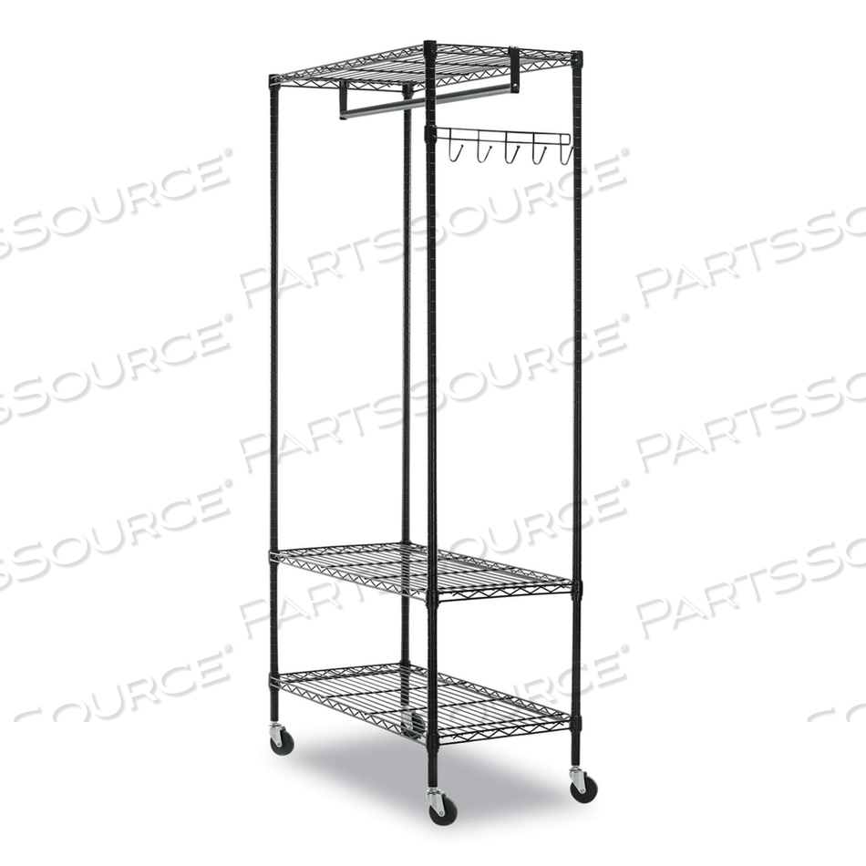 WIRE SHELVING GARMENT RACK, 40 GARMENTS, 48W X 18D X 75H, BLACK by Alera WIRE SHELVING GARMENT RACK, 40 GARMENTS, 48W X 18D X 75H, BLACK by Alera