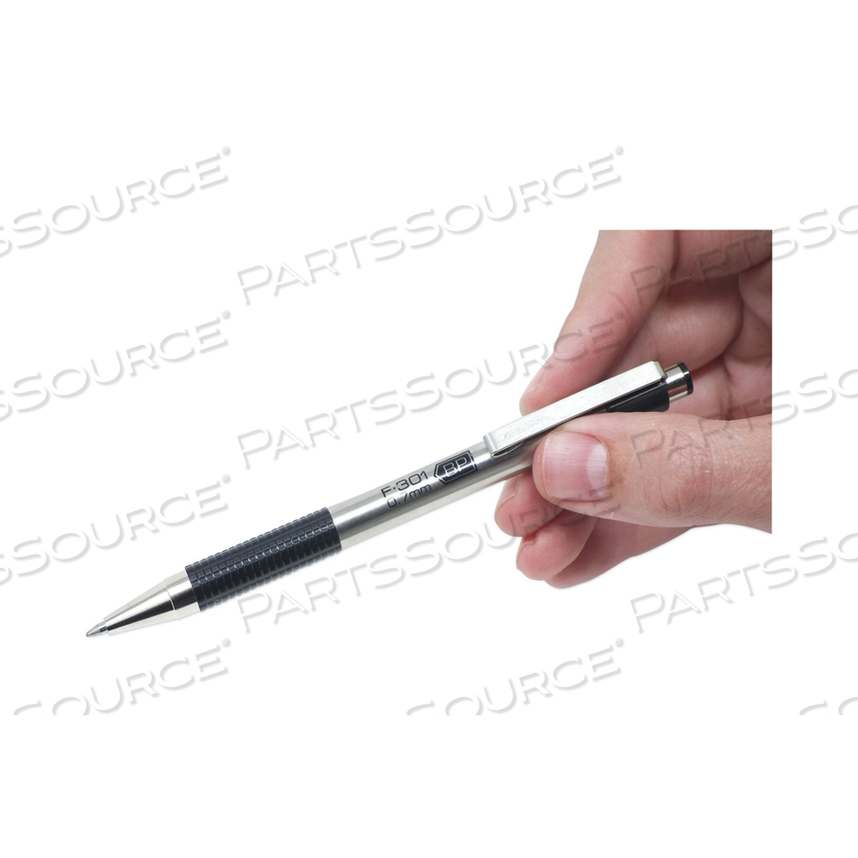 F-301 BALLPOINT PEN, RETRACTABLE, BOLD 1.6 MM, BLACK INK, STAINLESS STEEL/BLACK BARREL by Zebra Pen Corporation