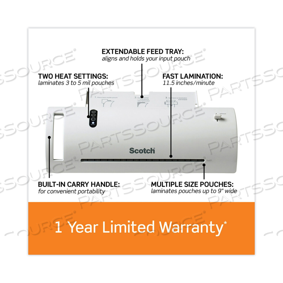 THERMAL LAMINATOR VALUE PACK, TWO ROLLERS, 9" MAX DOCUMENT WIDTH, 5 MIL MAX DOCUMENT THICKNESS by 3M Consumer