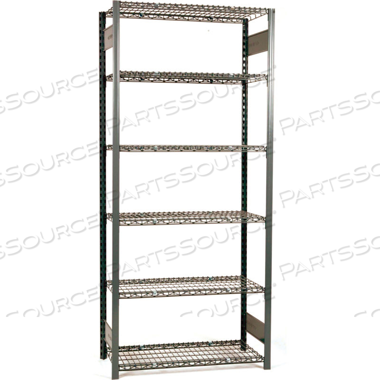 V-GRIP WIRE SHELVING - 48"W X 18"D X 60"H - 4 SHELVES - STARTER UNIT - TEXTURED BLUE 