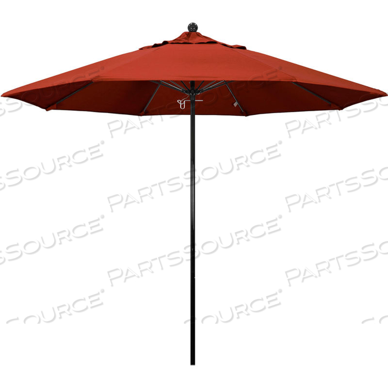 CALIFORNIA UMBRELLA 9' PATIO UMBRELLA - TERRACOTTA - BLACK POLE - OCEANSIDE SERIES 