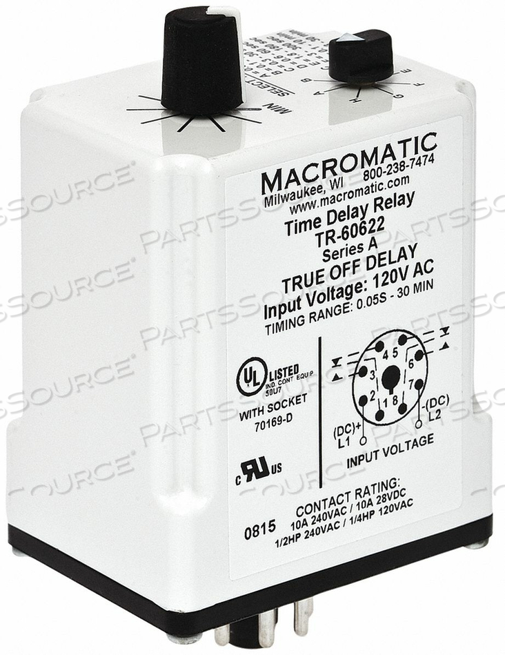 H7840 TIME DELAY RELAY 240VAC 10A DPDT .05 SEC by Macromatic H7840 TIME DELAY RELAY 240VAC 10A DPDT .05 SEC by Macromatic